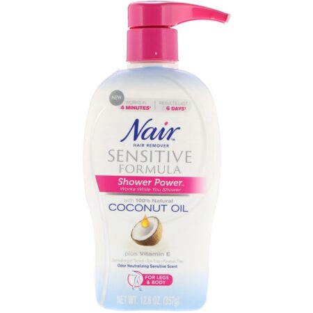 Nair, Shower Power, Hair Remover Cream with Coconut Oil Plus Vitamin E, 12.6 oz (357 g)