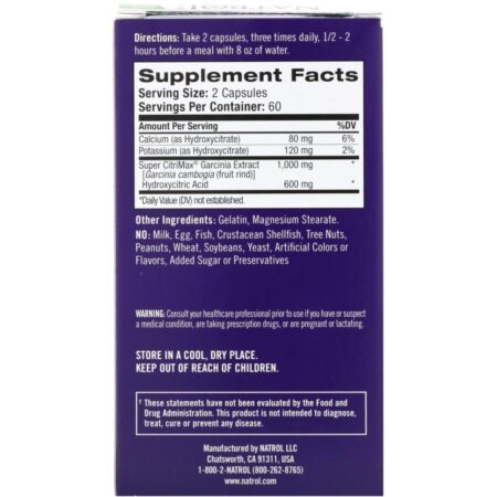 Natrol, Garcinia Cambogia, 1.000 mg, 120 Cápsulas - Imagem 2
