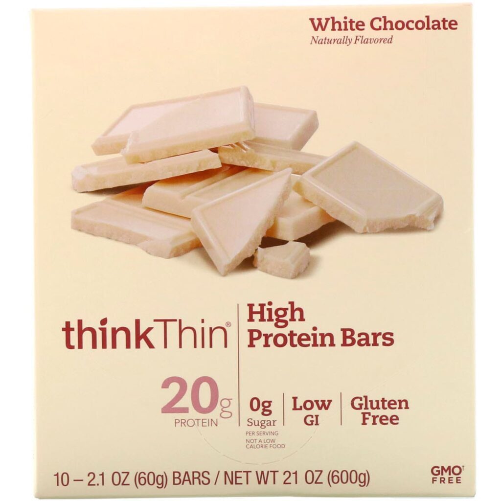 ThinkThin, Barra com Alto Teor de Oroteína, Chocolate Branco, 10 Barras, 60 g (2,1 oz) Cada - Imagem 2