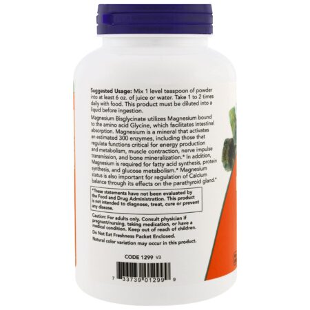 Now Foods, Bisglicinato de Magnésio em Pó, 227 g (8 oz) - Image 3