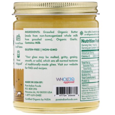 Pure Indian Foods, Manteiga Ghee Orgânica de Alho, 220 g (7,8 oz) - Image 2