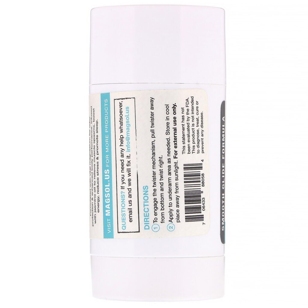 Magsol, Desodorante de Magnésio, Jasmim, 2,8 oz (80 g) - Imagem 2