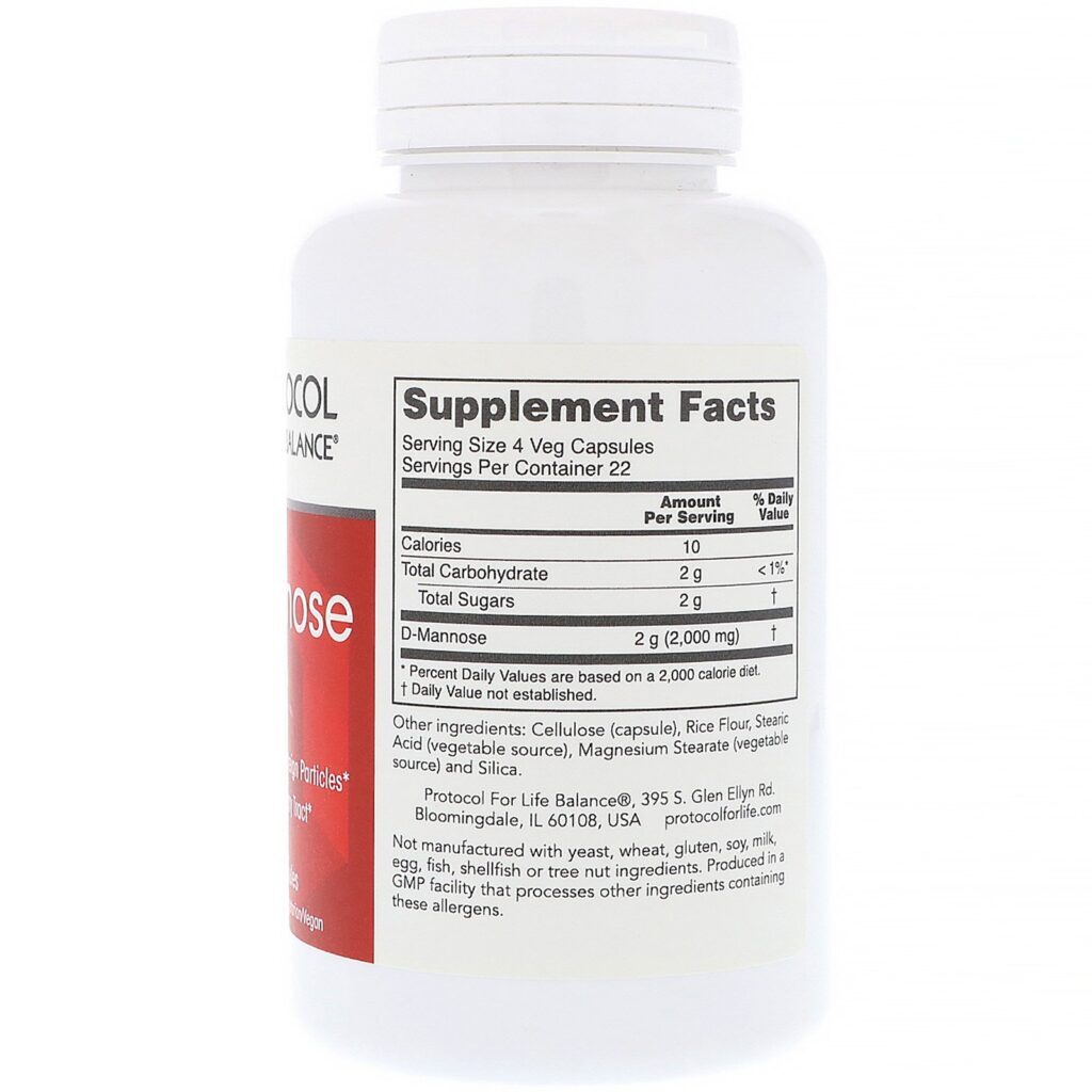 Protocol for Life Balance, D-Manose, 500 mg, 90 Cápsulas Vegetais - Imagem 2