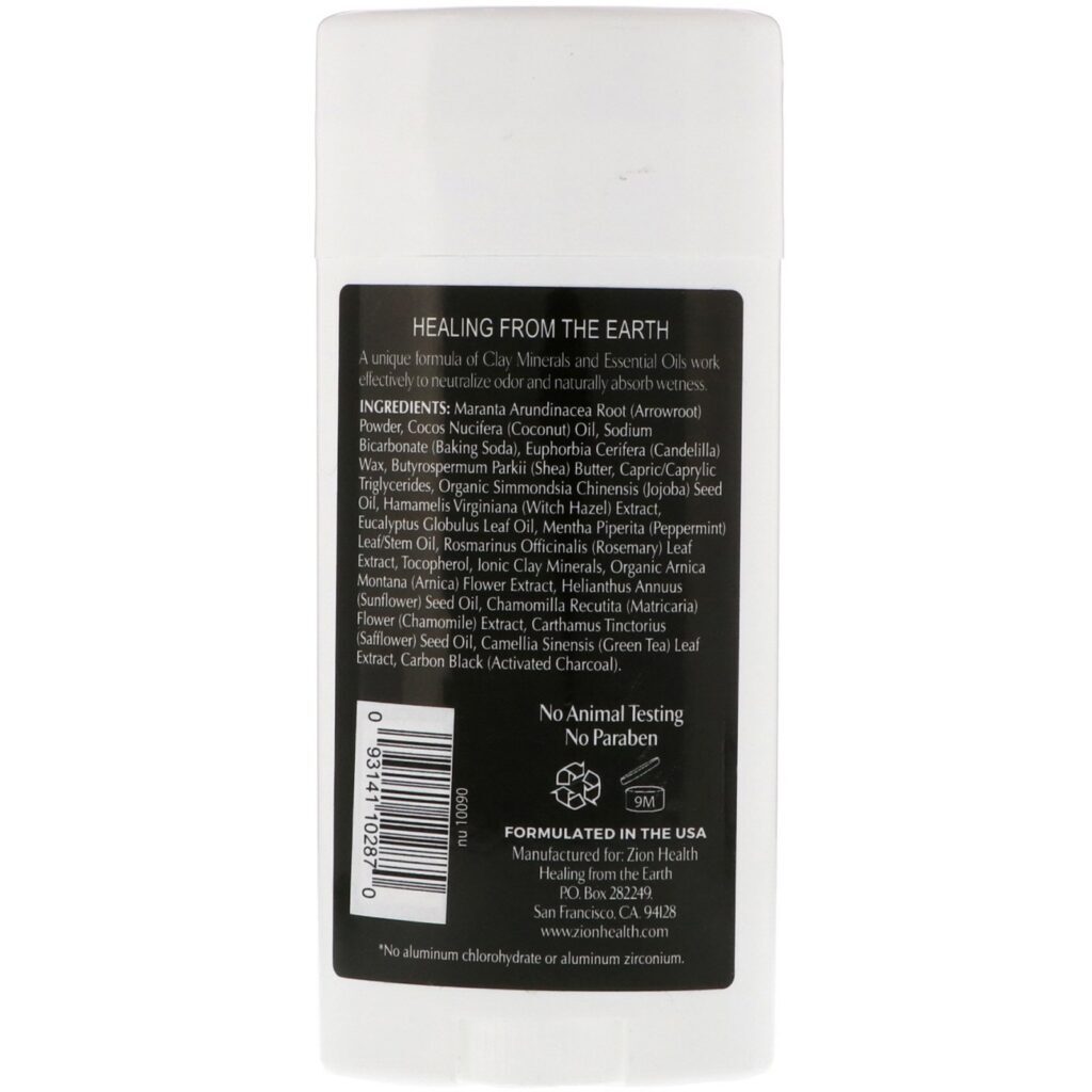 Zion Health, Bold, ClayDry Deodorant, Charcoal Mint, 2.8 oz (80 g) - Imagem 2