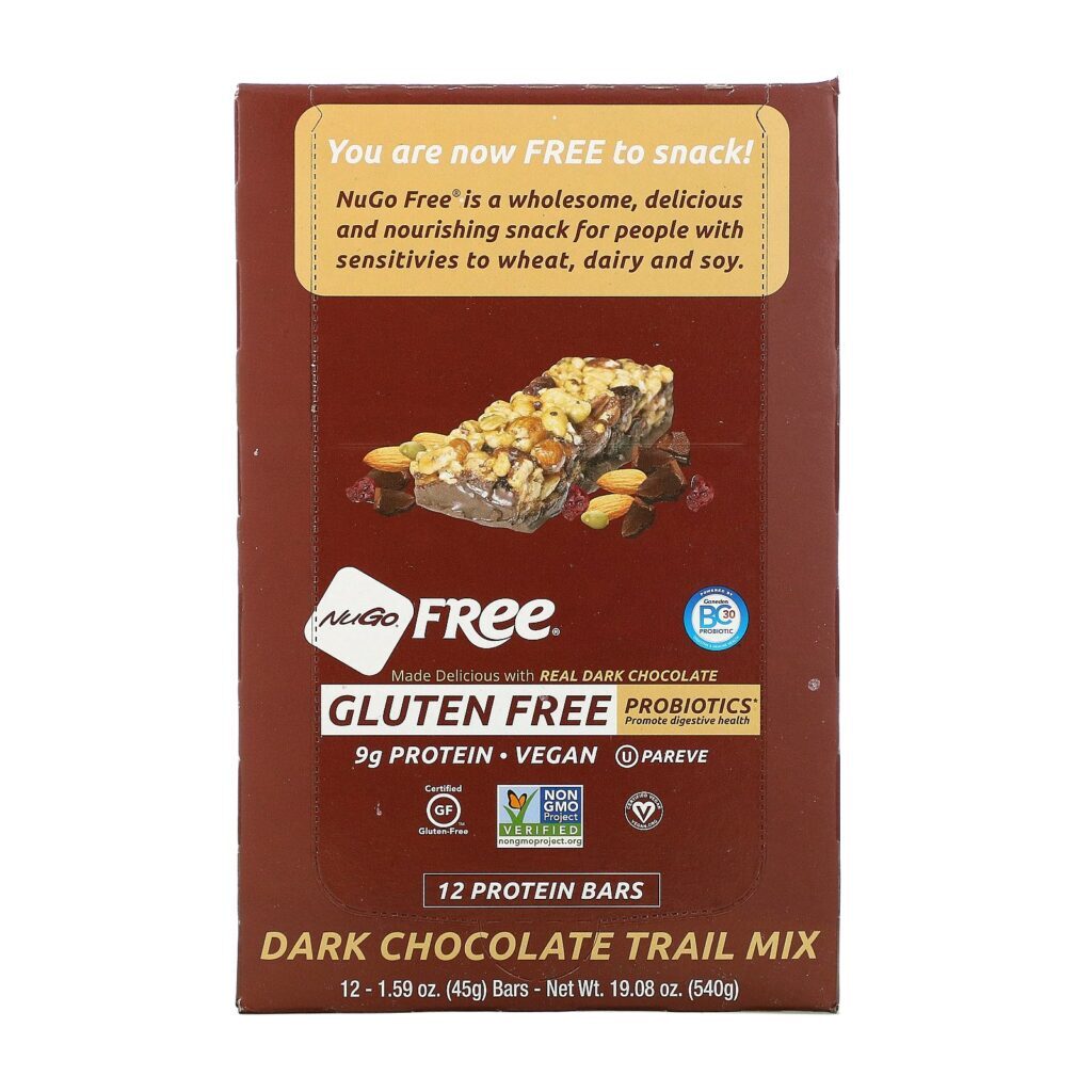 NuGo Nutrition, NuVai Livre, Mix de Chocolate Escuro, Sem Glúten, 12 Barras, 1.59 oz (45 g) Cada - Imagem 2