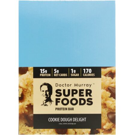 Dr. Murray's, Superfoods Protein Bars, Cookie Dough Delight, 12 Bars, 2.05 oz (58 g) Each - Image 2