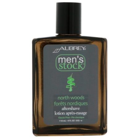 Aubrey Organics, Men's Stock, Pós-barba North Woods, Pinho Clássico, frasco de 4 oz (118 ml)