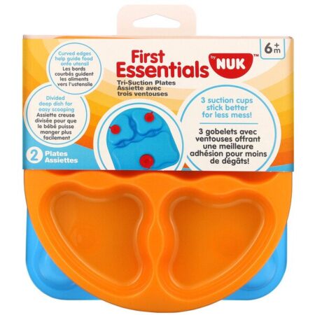 NUK, First Essentials, Tri-Suction Plates, 6+ Months, 2 Plates