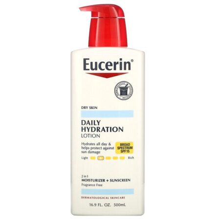 Eucerin, Daily Hydration Lotion, SPF 15, Fragrance Free, 16.9 fl oz (500 ml)