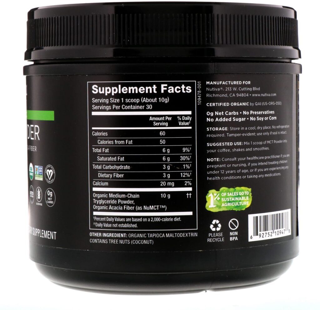 Nutiva, MCT Orgânico em Pó, 10,6 oz (300 g) - Imagem 2