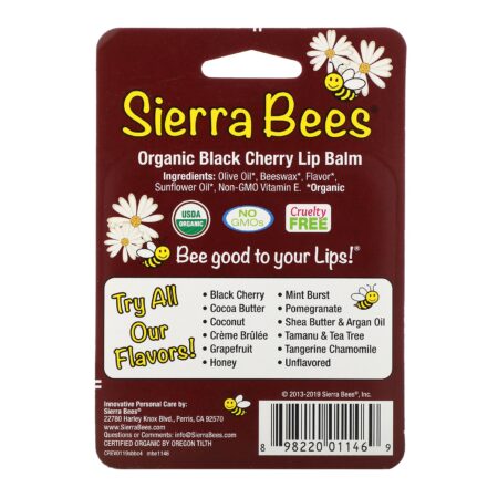 Sierra Bees, Bálsamos Orgânicos Labiais, Cereja Preta, 4 Pacotes, 0,15 oz (4,25 g) cada - Image 3