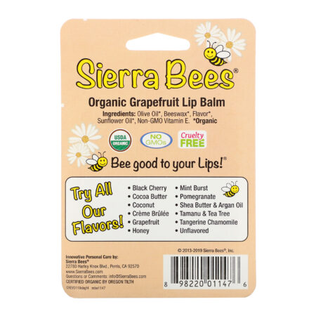 Sierra Bees, Bálsamos Orgânicos para os Lábios, Toranja, 4 Unidades, 0,15 oz (4,25 g) Cada - Image 3