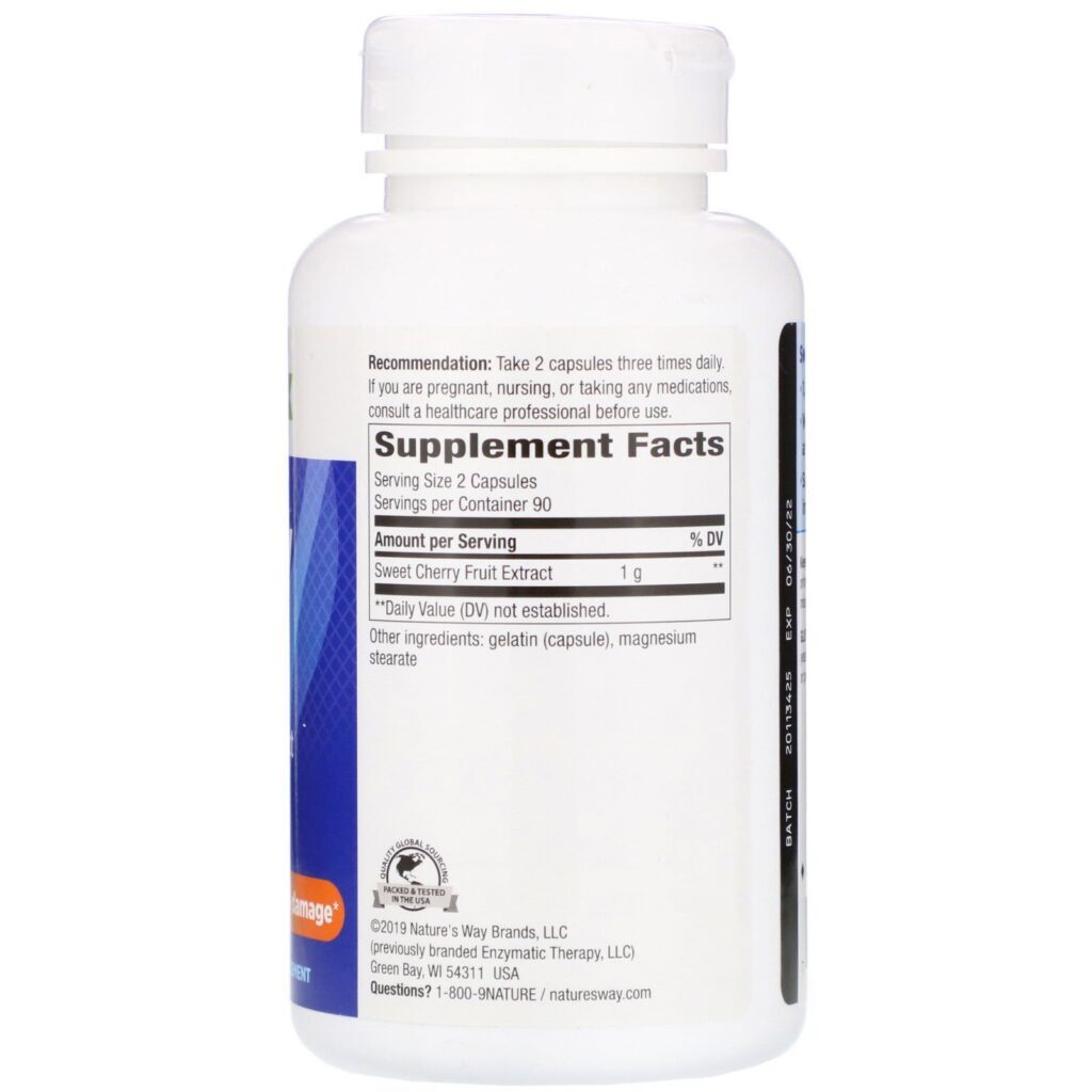 Nature's Way, Cherry Fruit, Sweet Cherry Extract, 1,000 mg, 180 Capsules - Imagem 2