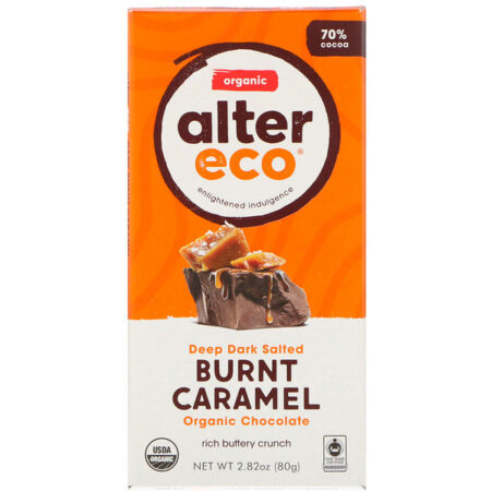 Alter Eco, Organic Chocolate Bar, Deep Dark Salted Burnt Caramel, 70% Cocoa, 2.82 oz (80 g)