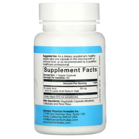 Advance Physician Formulas, Ácido R-Lipoico, 50 mg, 60 Cápsulas - Image 2