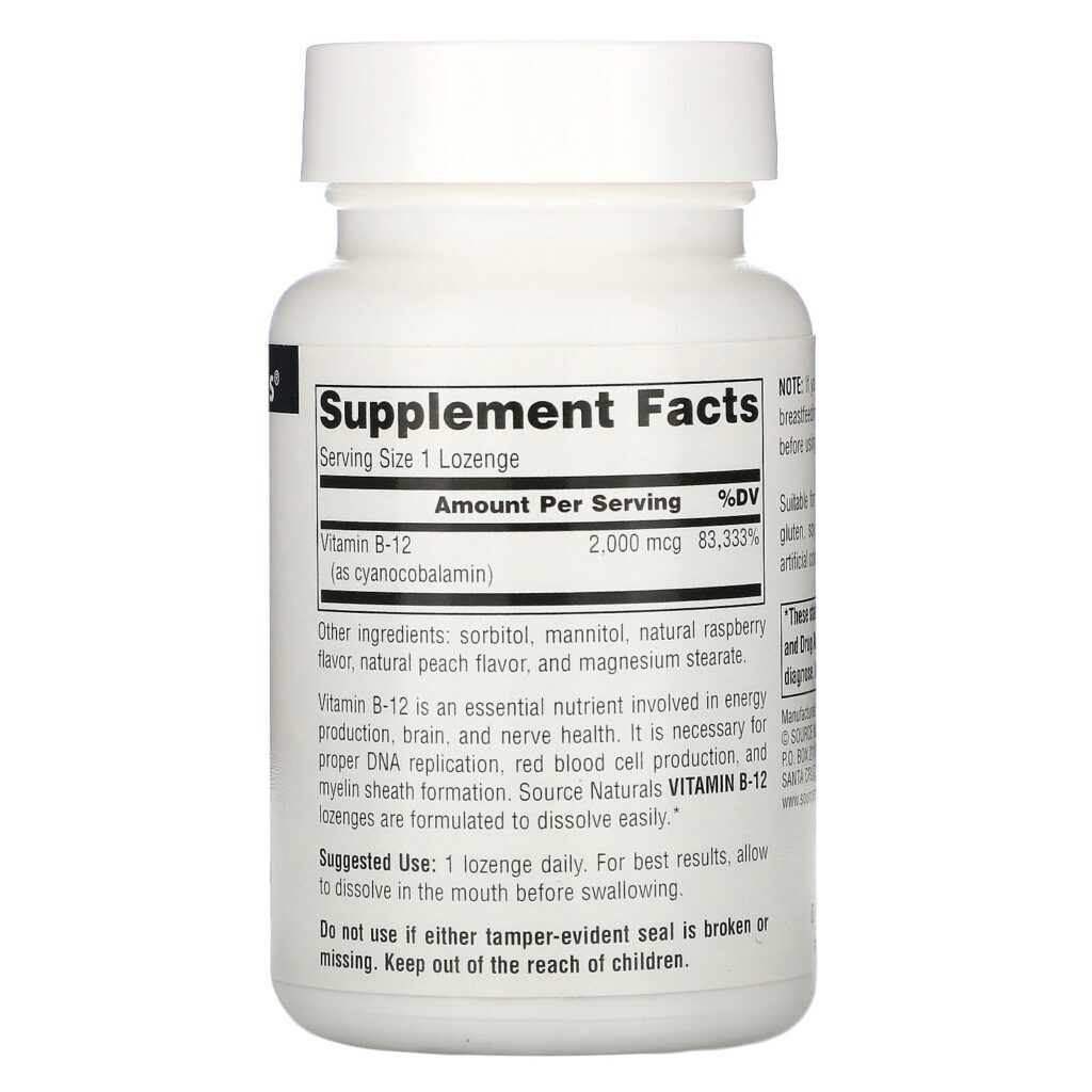 Source Naturals, B-12, 2.000 mcg, 100 Pastilhas - Imagem 2