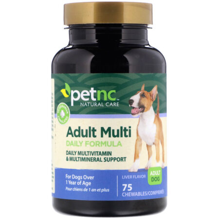 petnc NATURAL CARE, Cuidado natural com o bichinho de estimação, fórmula multi diária adulta, sabor fígado, 75 mastigáveis