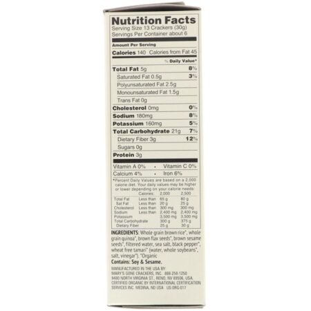 Mary's Gone Crackers, Black Pepper Crackers, 6.5 oz (184 g) — foto 2