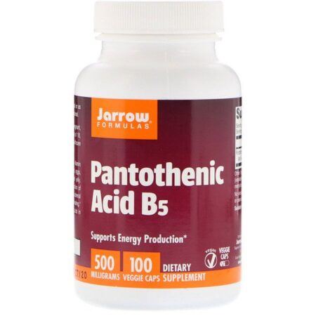 Jarrow Formulas, Ácido Pantotênico B5, 500 mg, 100 Cápsulas Vegetais