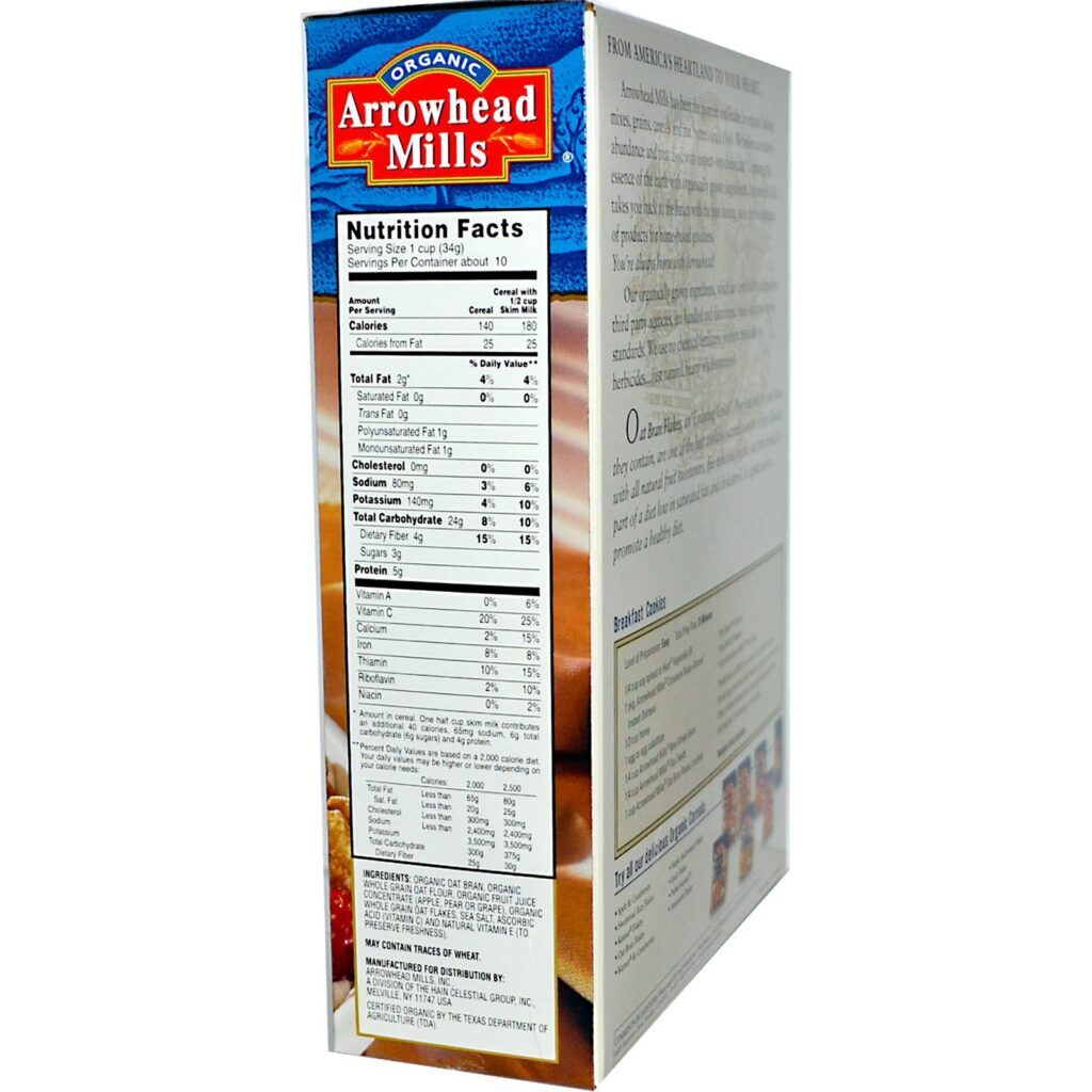 Arrowhead Mills, Flocos de Farelo de Aveia Orgânicos, 12 oz (340 g) - Imagem 2