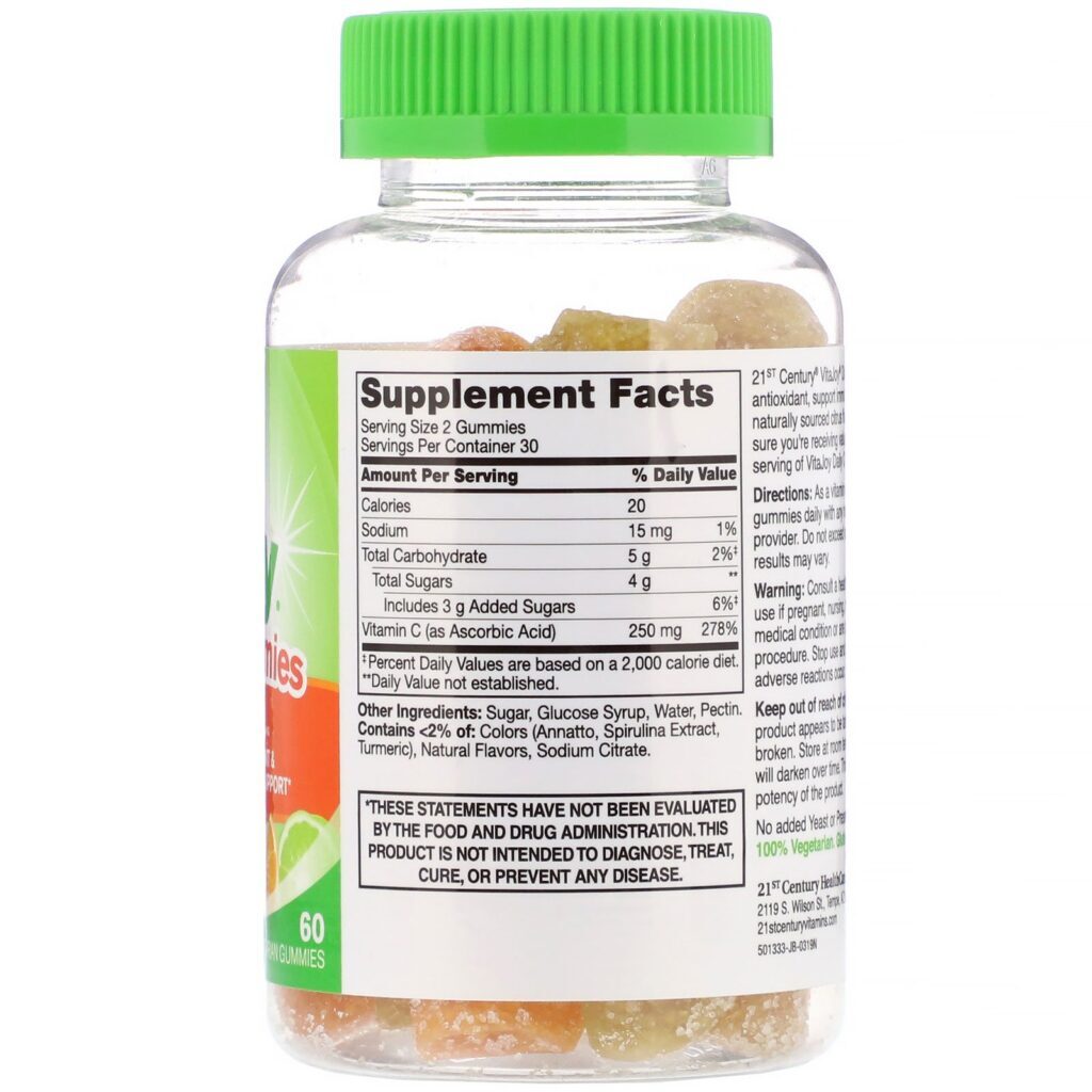 21st Century, VitaJoy, Gomas Diárias de Vitamina C, 60 Gomas Vegetarianas - Imagem 2