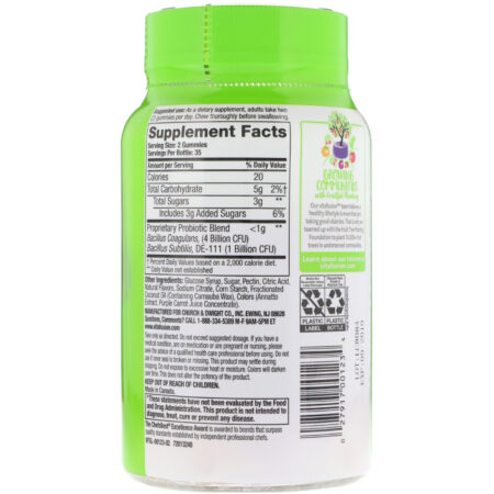 VitaFusion, Probiotic, Natural Raspberry, Peach & Mango Flavor, 5 Billion CFUs, 70 Gummies - Image 2