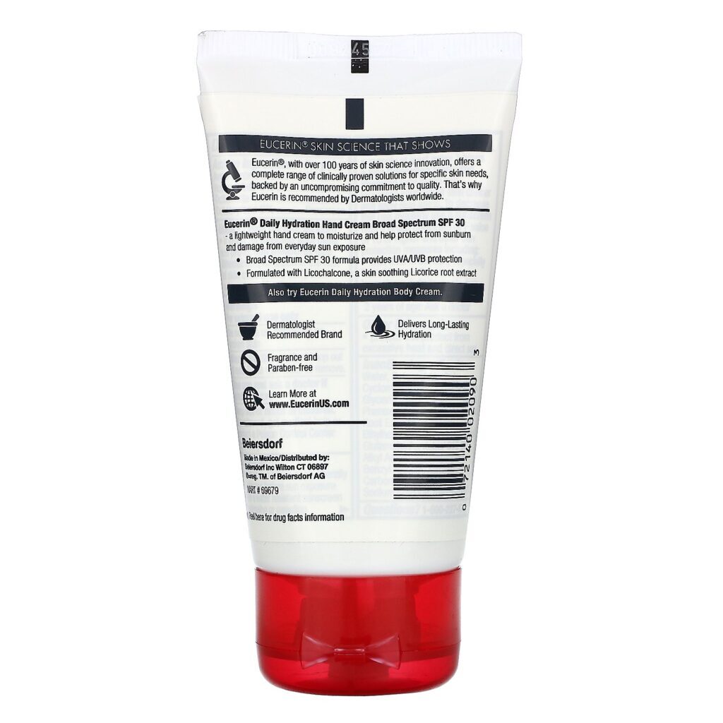 Eucerin, Creme de Hidratação Diária para as Mãos, Hidratante e Protetor Solar, FPS 30, Sem Fragrância, 78 g (2,7 oz) - Imagem 2