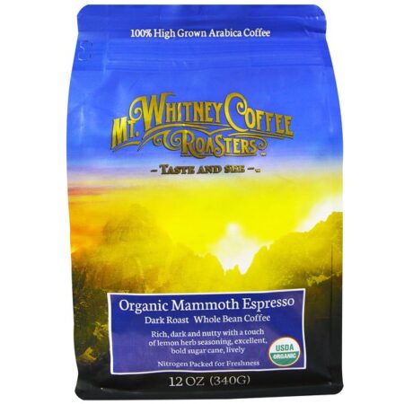 Mt. Whitney Coffee Roasters, Organic Whole Bean Coffee, Mammoth Espresso, Dark Roast, 12 oz (340 g)