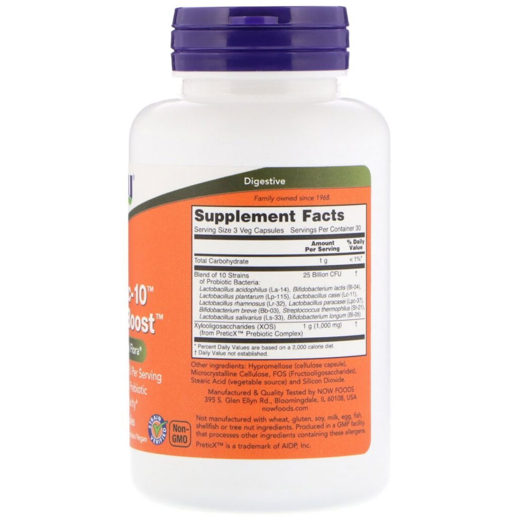 Now Foods, Probiotic-10 e Bifido Boost, 25 bilhões, 90 Cápsulas Vegetais - Imagem 2