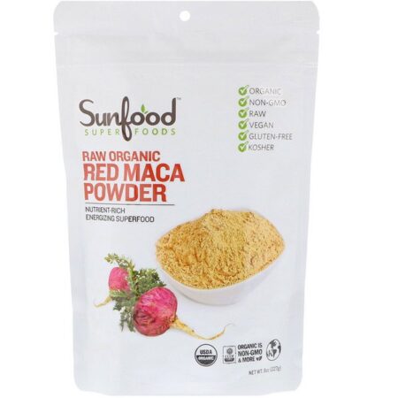 Sunfood, Maca Vermelha Orgânica Crua em Pó, 227 g (8 oz)