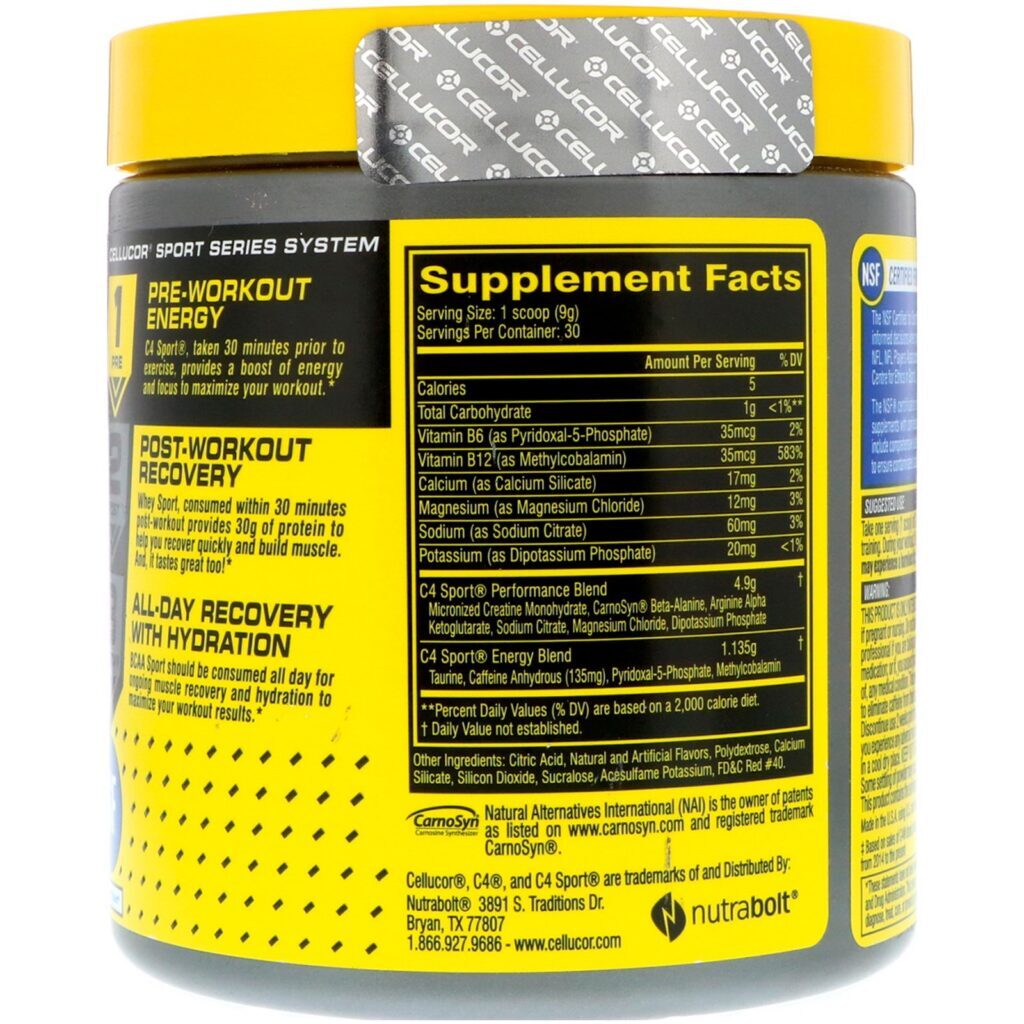 Cellucor, C4 Sport, Pré-Treino, Ponche de Frutas, 270 g (9,5 oz) - Imagem 2