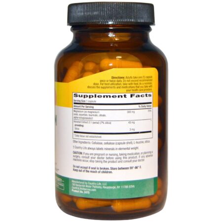 Country Life, Target-Mins Magnesium Caps with Silica, 300 mg, 120 Vegetarian Capsules - Image 2