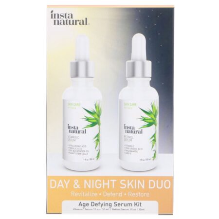 InstaNatural, Duo para Pele Dia e Noite, Kit de Soros que Desafiam a Idade, 2 Frascos, 30 ml (1 oz) Cada - Image 2