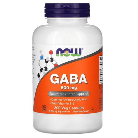 Now Foods, GABA, 500 mg, 200 Cápsulas Vegetais