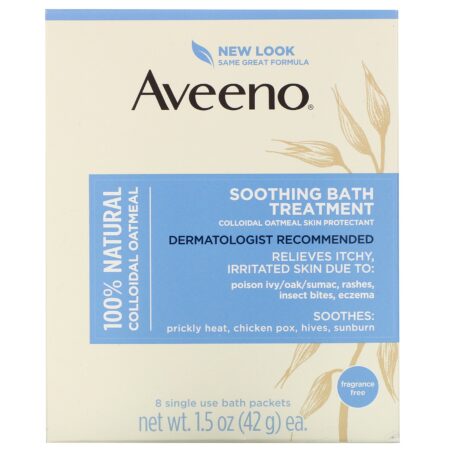 Aveeno, Ativos Naturais, Tratamento de Banho Calmante, Sem Odor, 8 Sachês de Uso Único por Banho ,1.5 oz (42 g) Cada. - Image 2