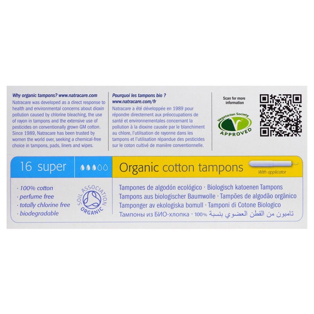 Natracare, Tampões de Algodão Orgânico, Super, 16 Tampões - Imagem 2