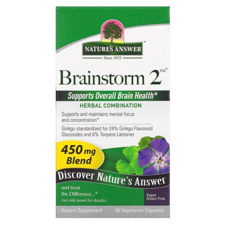 Nature's Answer, Brainstorm 2, Herbal Combination, 450 mg, 90 Vegetarian Capsules