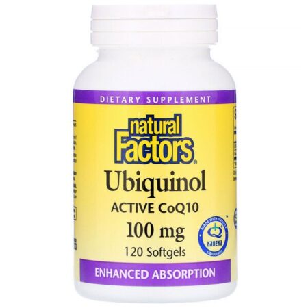 Natural Factors, Ubiquinol, CoQ10 Ativa QH, 100 mg, 120 Cápsulas Softgel