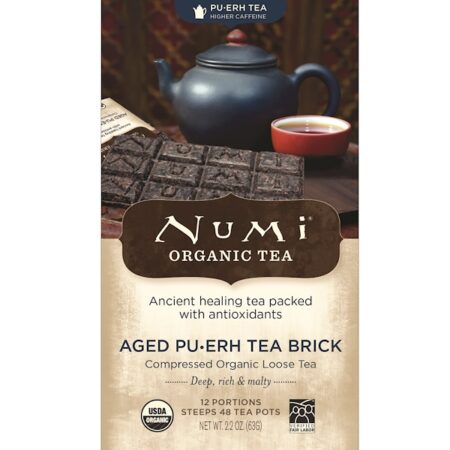 Numi Tea, Chá Orgânico, Chá Pu-erh, Chá Pu-erh Envelhecido Compresso, 63 g