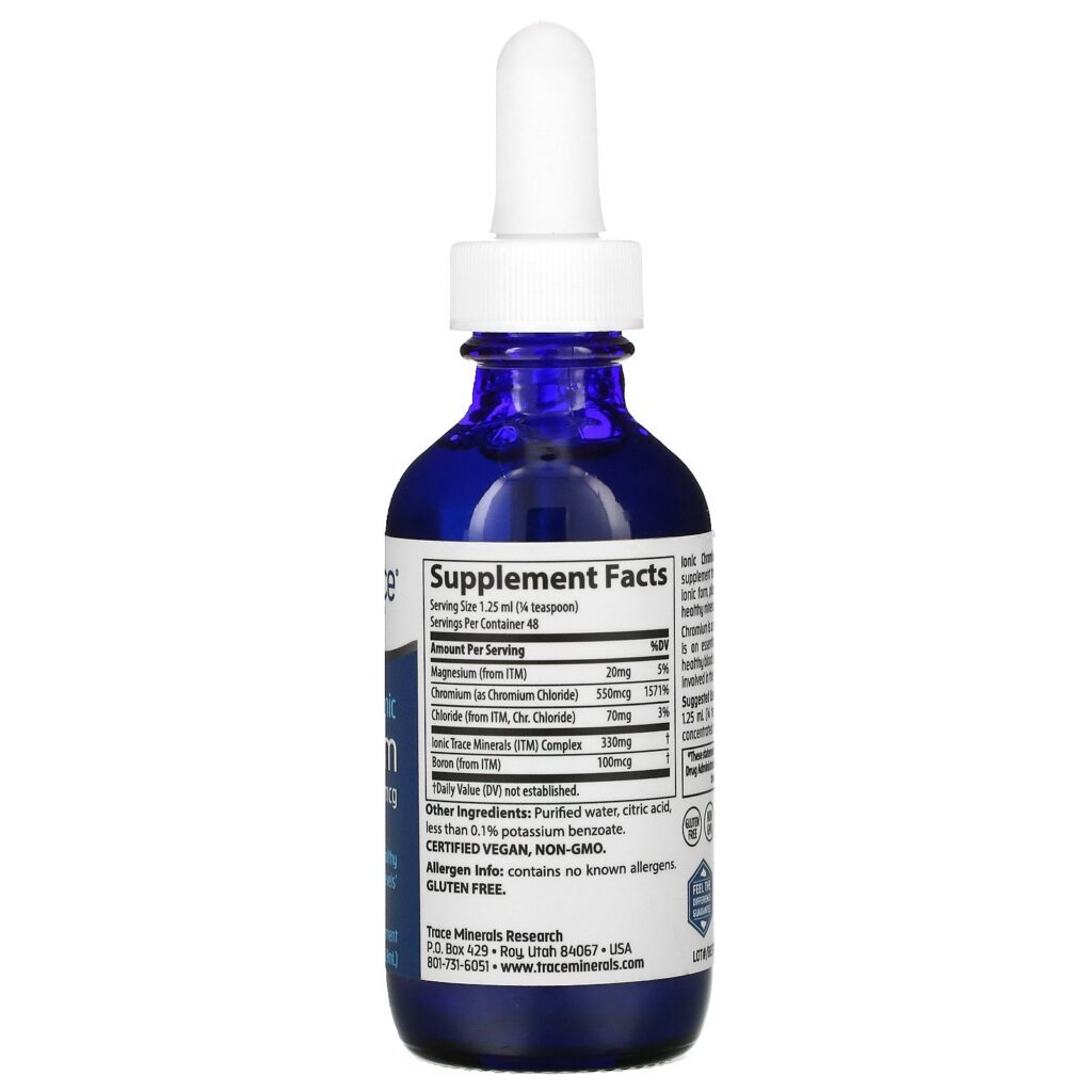 Trace Minerals Research, Cromo Ionico, 550 mcg, 2 fl oz (59 ml) - Imagem 2
