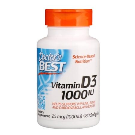 Doctor's Best, Vitamina D3, 25 mcg (1.000 UI), 180 Cápsulas Softgel