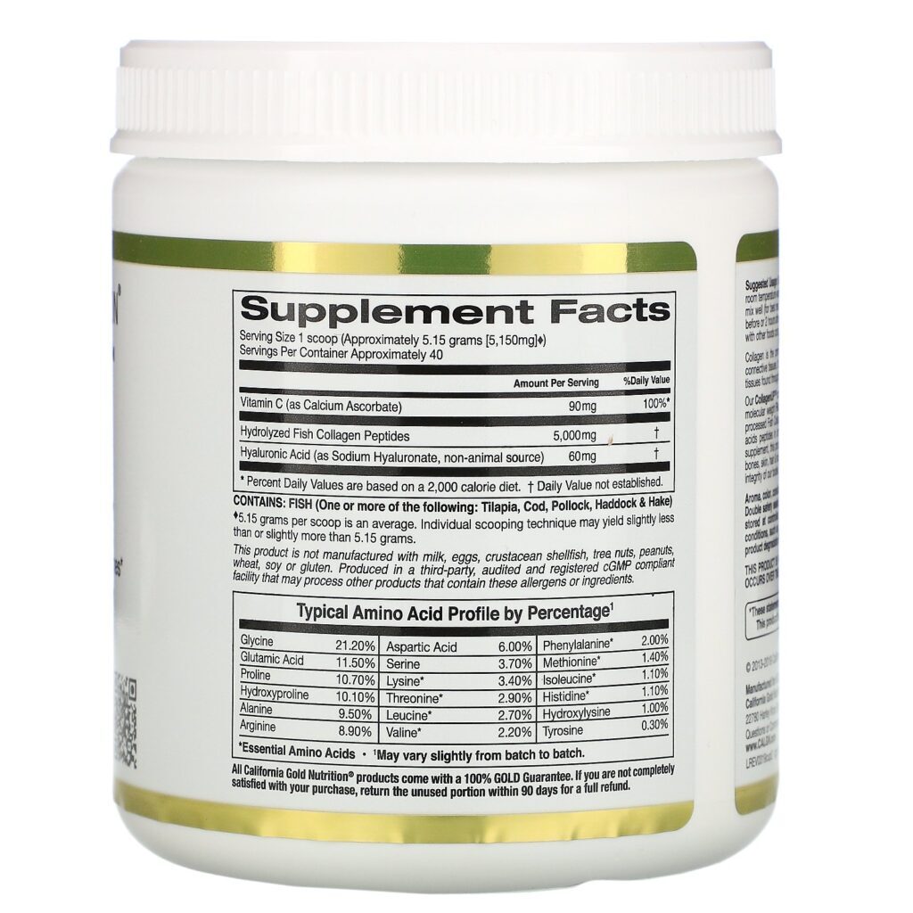 California Gold Nutrition, CollagenUP, Colágeno Hidrolisado Marinho + Ácido Hialurônico + Vitamina C, Sem Sabor, 206 g (7,26 oz) - Imagem 2