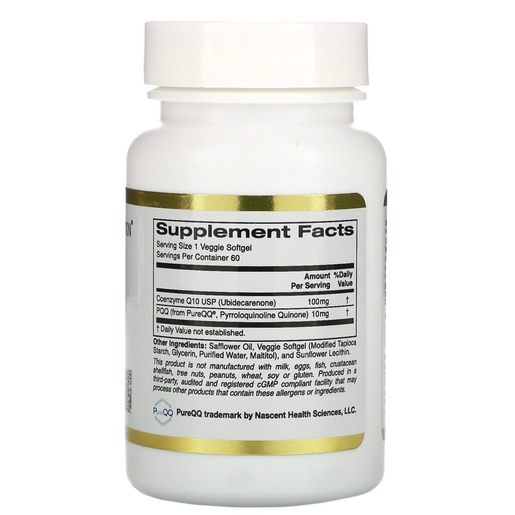 California Gold Nutrition, CoQ10 com PQQ, 100 mg, 60 Cápsulas Softgel Vegetais - Imagem 2