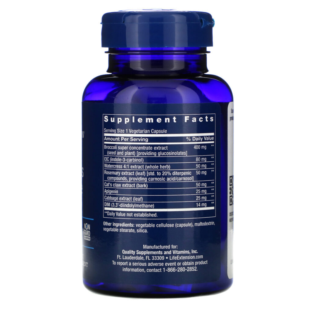 Life Extension, Triple Action Cruciferous Vegetable Extract, 60 Cápsulas Vegetais - Imagem 2
