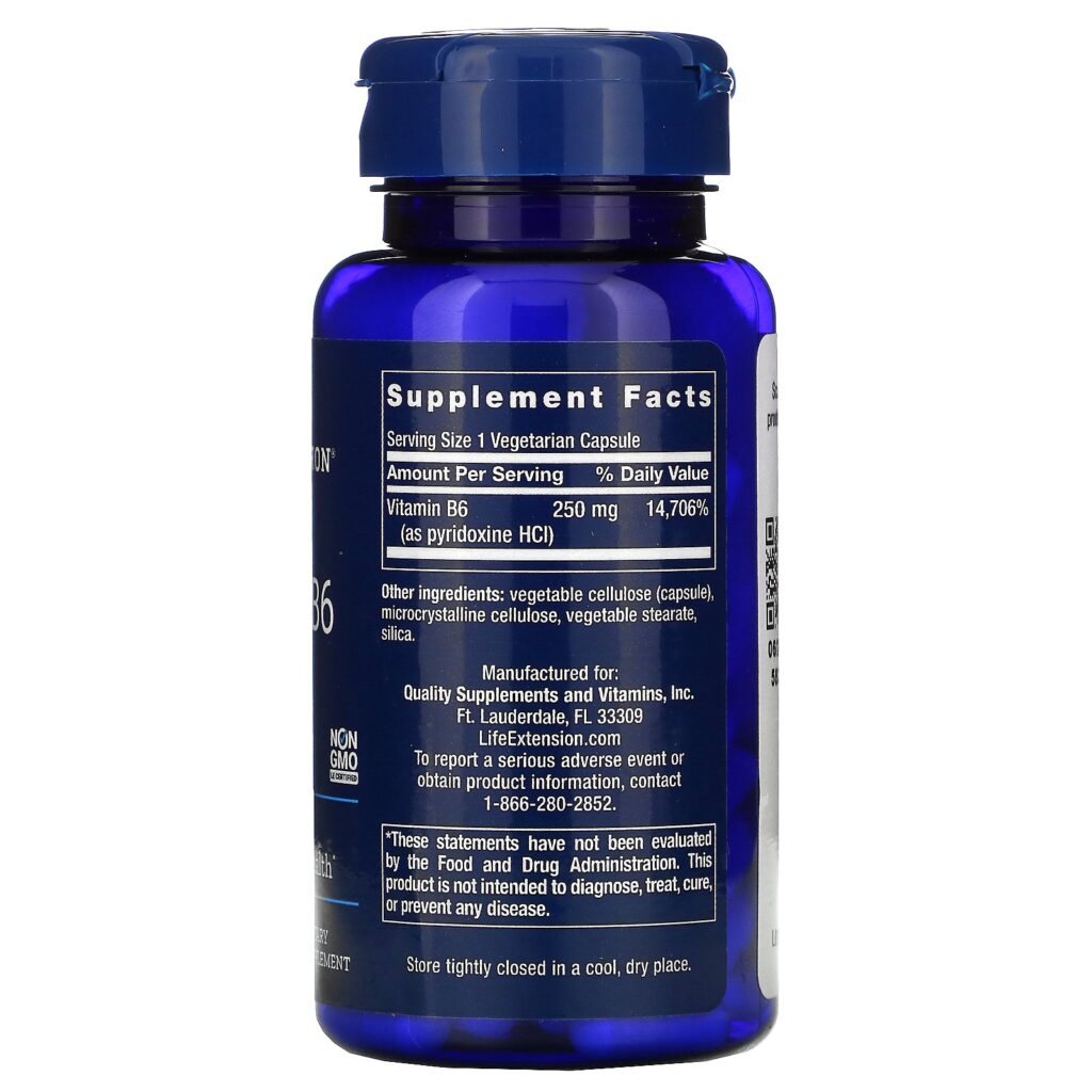 Life Extension, Vitamina B6, 250 mg, 100 Cápsulas Vegetais - Imagem 2