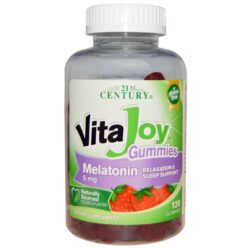 As balas de goma saborosas Vitajoy, com 5 mg de melatonina, são um suplemento natural da 21st Century, perfeito para adultos e crianças que buscam melhorar a qualidade do sono e ajustar sua rotina de relaxamento, proporcionando noites tranquilas e profundas, além de serem vegan e sem açúcar; descubra onde comprar as 120 gummies de melatonina no Brasil para garantir um descanso reparador e aliviar o estresse.