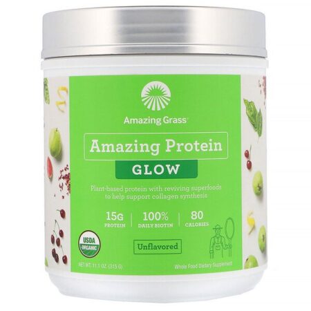 Amazing Grass, Organic Amazing Protein, Glow, Unflavored, 11.1 oz (315 g)