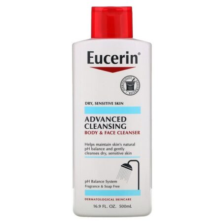 Eucerin, Advanced Cleansing, Body and Face Cleanser, Fragrance Free, 16.9 fl oz (500 ml)