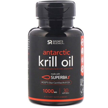 Sports Research, Óleo de Krill Antártico com Astaxantina, 1000 mg, 30 Cápsulas Gelatinosas