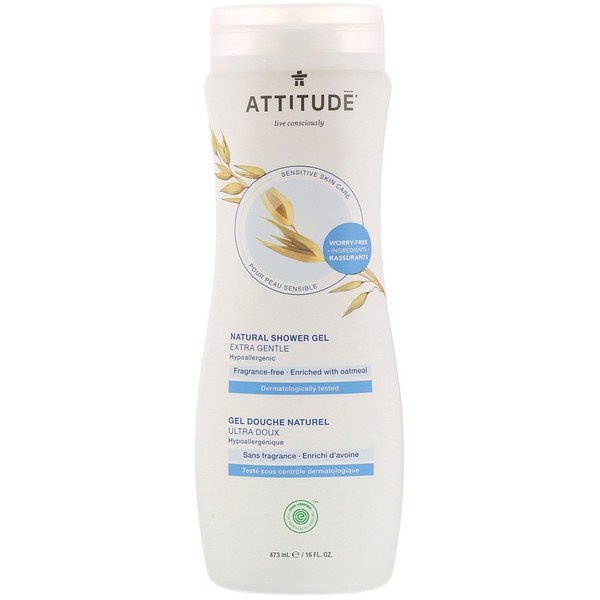 ATTITUDE, Gel de Banho Natural, Mais Suavidade, Sem Fragrância, 16 fl oz (473 ml)